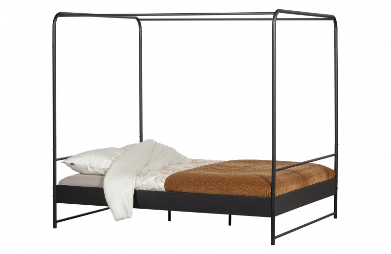 BED FRAME BUNK BLACK METAL DOUBLE - BED, BED BACK